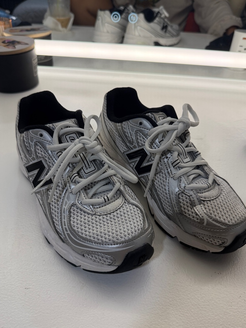 New Balance kids 740 White and Gray Athletic Running Shoes